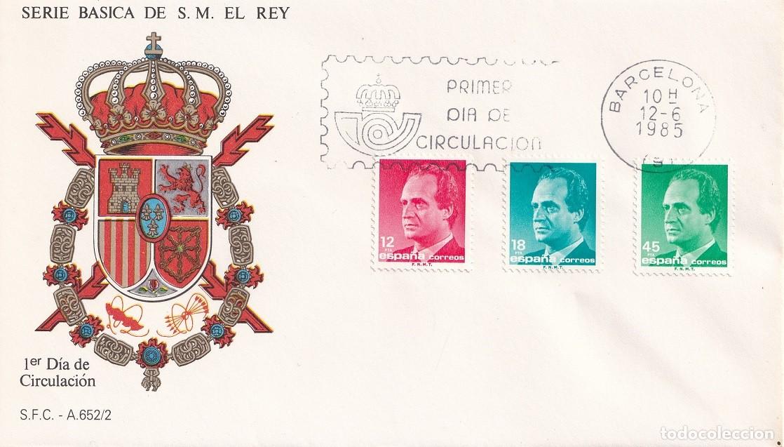 Sellos: SPD Barcelona 1985 - Serie b&aacute;sica de S.M. El Rey - Juan Carlos I - Primer d&iacute;a de circulaci&oacute;n - FDC