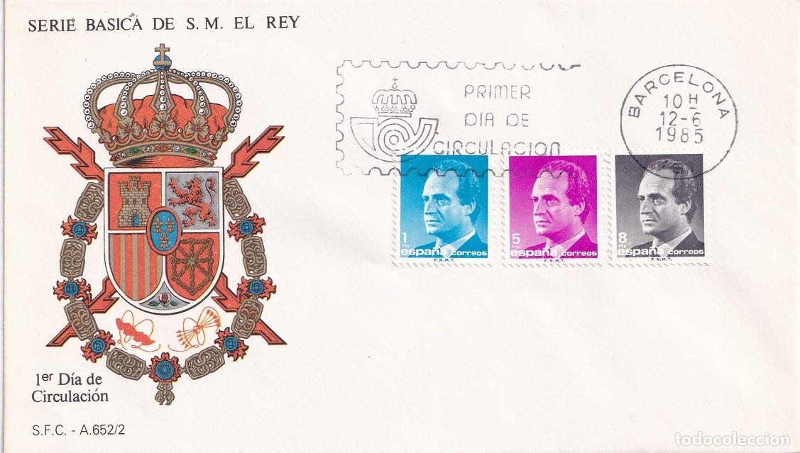 Sellos: SPD Barcelona 1985 - Serie b&aacute;sica de S.M. El Rey - Juan Carlos I - Primer d&iacute;a de circulaci&oacute;n - FDC
