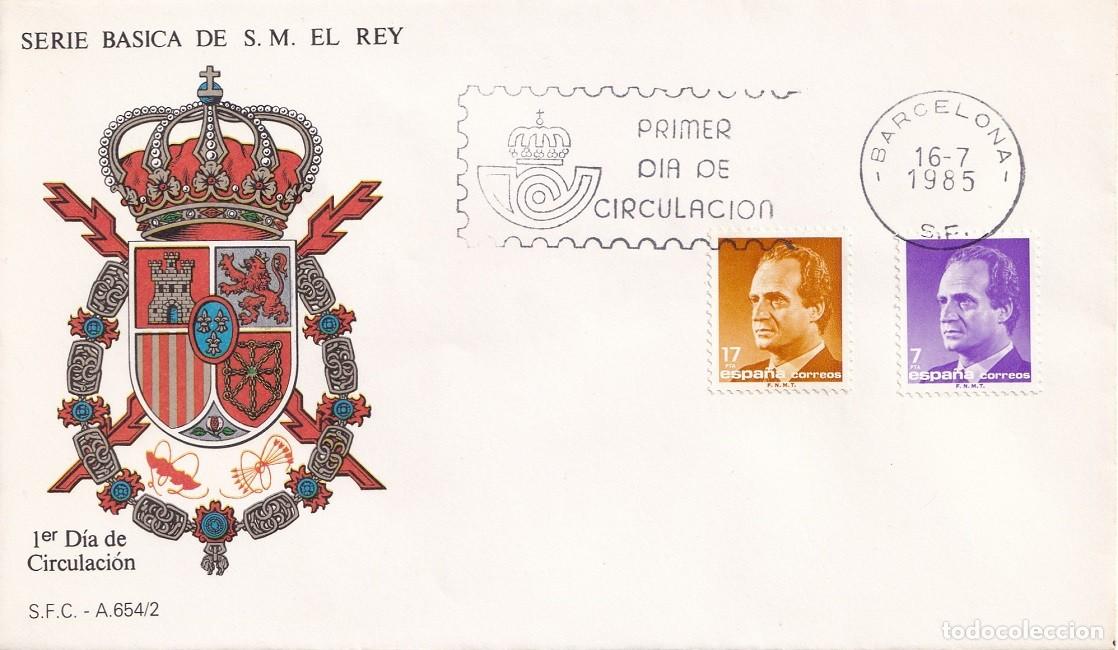 Sellos: SPD Barcelona 1985 - Serie b&aacute;sica de S.M. El Rey - Juan Carlos I - Primer d&iacute;a de circulaci&oacute;n - FDC