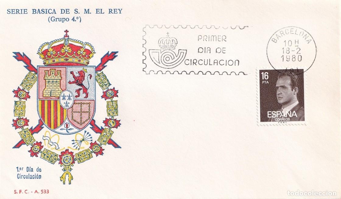 Sellos: SPD Barcelona 1980 Serie b&aacute;sica de S. M. El Rey (Grupo 4&ordm;) - S.F.C. A 533 / Juan Carlos - Primer d&iacute;a