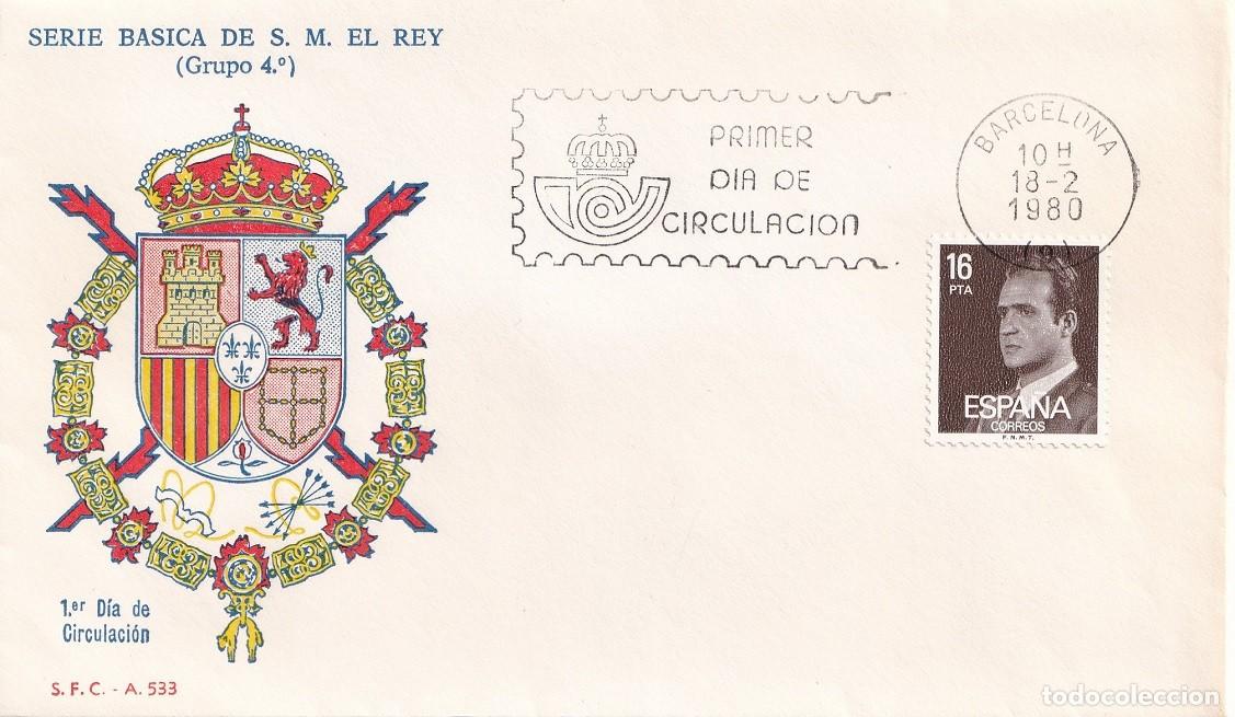 Sellos: SPD Barcelona 1980 Serie b&aacute;sica de S. M. El Rey (Grupo 4&ordm;) - S.F.C. A 533 / Juan Carlos - Primer d&iacute;a