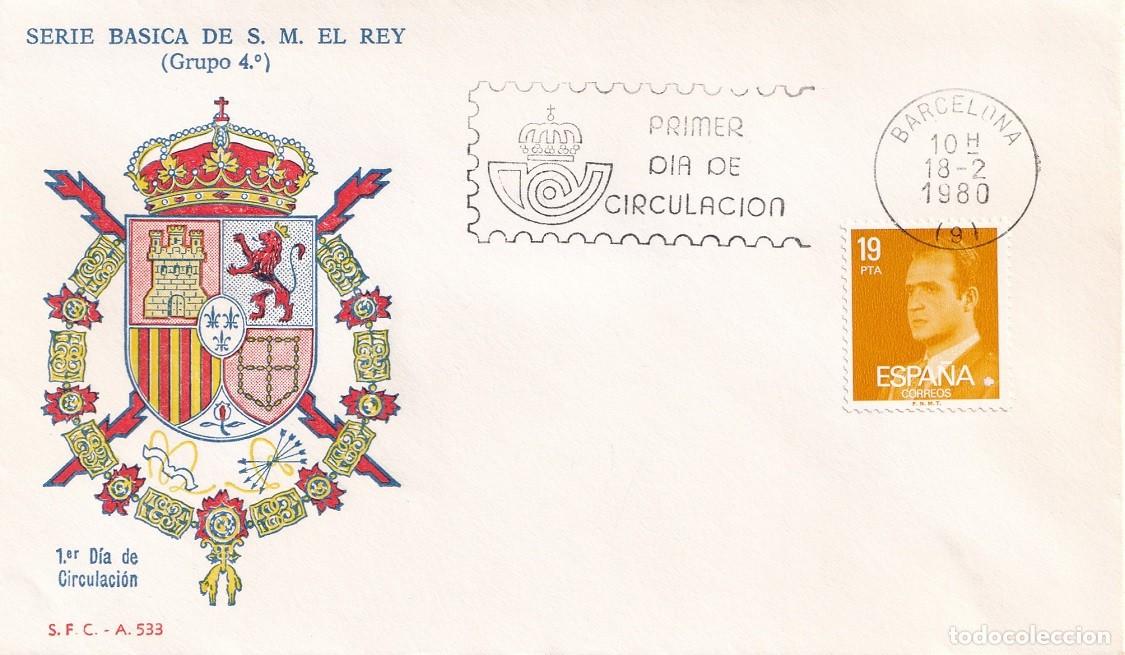 Sellos: SPD Barcelona 1980 Serie b&aacute;sica de S. M. El Rey (Grupo 4&ordm;) - S.F.C. A 533 / Juan Carlos - Primer d&iacute;a