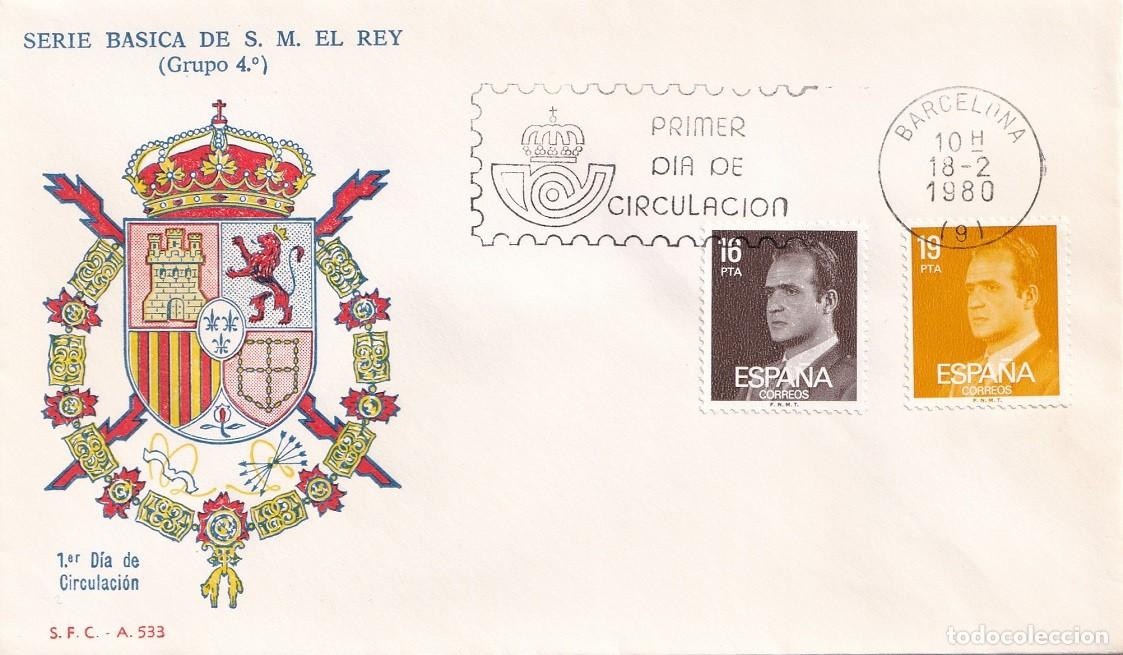 Sellos: SPD Barcelona 1980 Serie b&aacute;sica de S. M. El Rey (Grupo 4&ordm;) - S.F.C. A 533 / Juan Carlos - Primer d&iacute;a