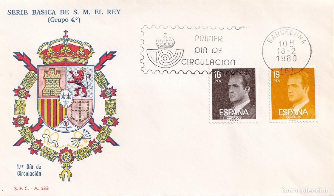 Sellos: SPD Barcelona 1980 Serie b&aacute;sica de S. M. El Rey (Grupo 4&ordm;) - S.F.C. A 533 / Juan Carlos - Primer d&iacute;a