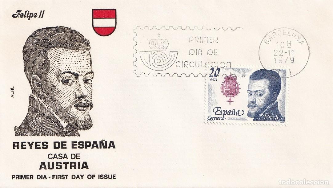 Sellos: SPD Barcelona 1979 en Alfil - Reyes de Espa&ntilde;a - Casa de Austria - Felipe II 1527-1598 - Primer d&iacute;a