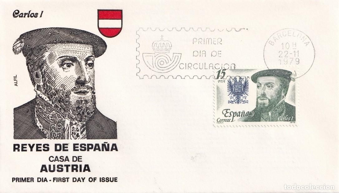 Sellos: SPD Barcelona 1979 en Alfil - Reyes de Espa&ntilde;a - Casa de Austria - Carlos I 1500-1558 - Primer d&iacute;a