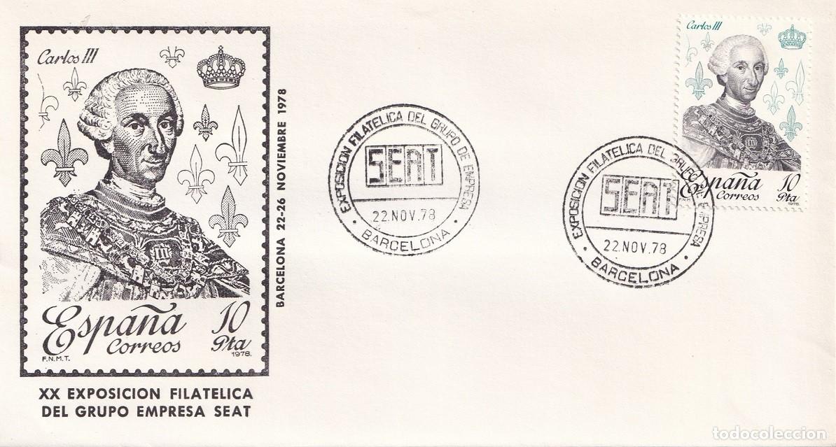 Sellos: Sobre Barcelona 1978 - XX Exposici&oacute;n Filat&eacute;lica del Grupo de Empresa SEAT - Carlos III