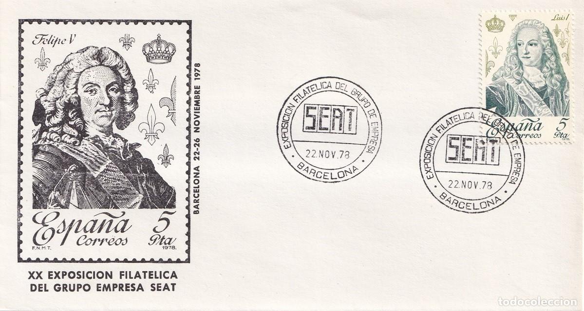 Sellos: Sobre Barcelona 1978 - XX Exposici&oacute;n Filat&eacute;lica del Grupo de Empresa SEAT - Felipe V