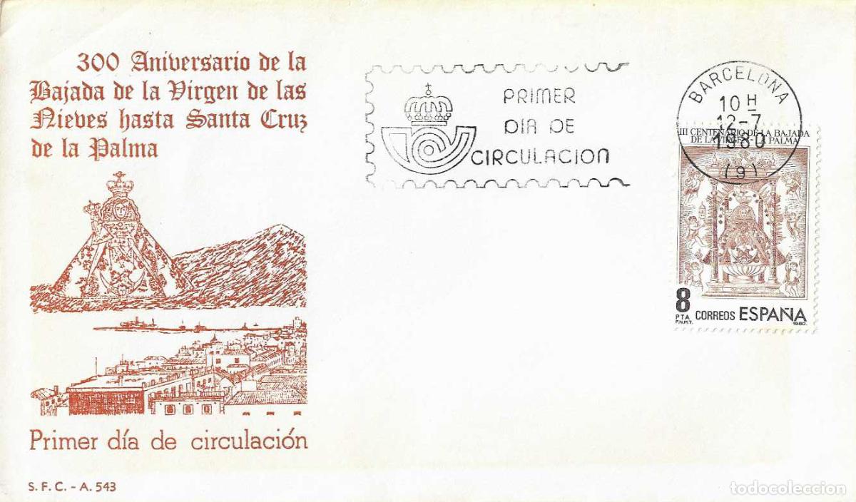 Sellos: BAJADA NTRA SE&Ntilde;ORA DE LAS NIEVES 300 ANIVERS. 1980 (EDIFIL 2577) SPD SERVICIO FILATELICO BARCELONA