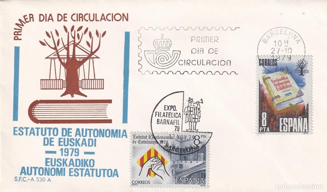 Sellos: SPD Barcelona 1979 - Estatuto de Autonom&iacute;a de Euskadi Euskadiko Autonomi Estatutoa - Primer d&iacute;a FDC
