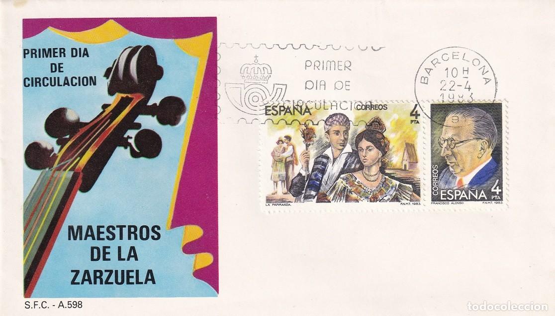 Sellos: SPD Barcelona 1983 - Maestros de la Zarzuela - La Parranda - Francisco Alonso - Primer d&iacute;a circulac