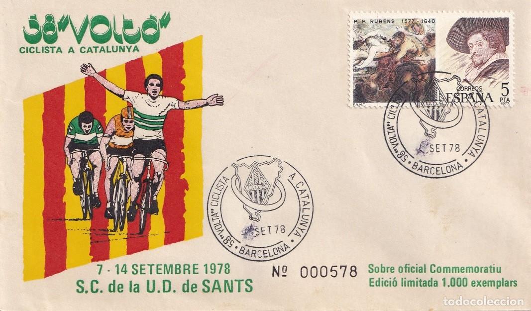 Sellos: Sobre oficial Barcelona 1978 578/1000 - 58 Volta Ciclista a Catalunya - S.C. de la U.D de Sants