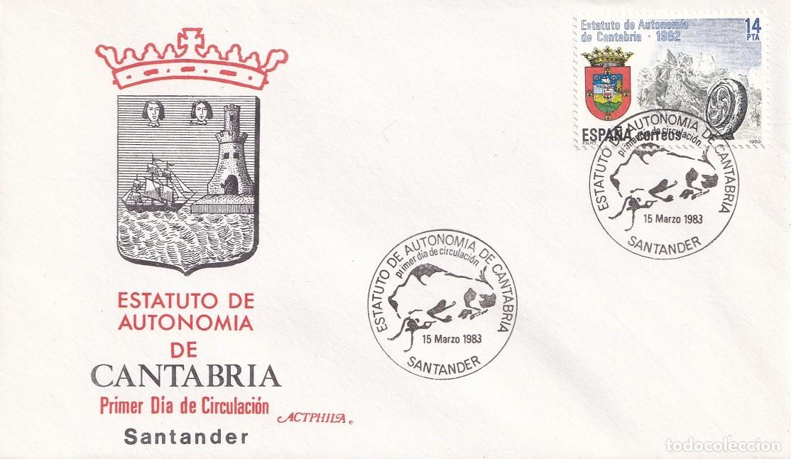 Sellos: SPD Santander 1983 - Estatuto de Autonom&iacute;a de Cantabria - Primer d&iacute;a de circulaci&oacute;n - FDC