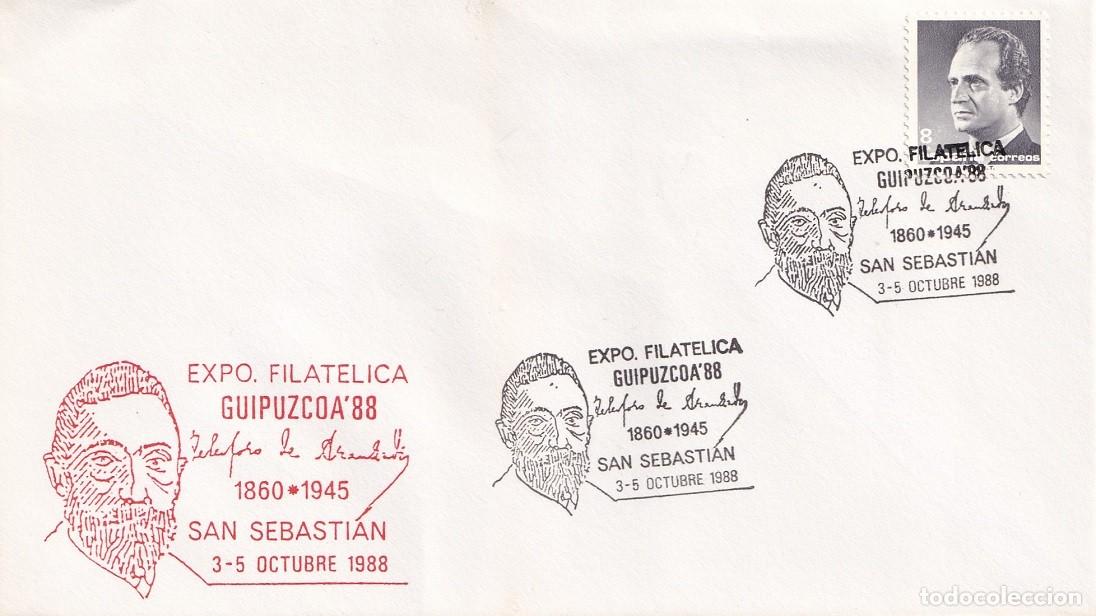 Sellos: Sobre San Sebasti&aacute;n 1988 - Telesforo de Aranzadi 1860-1945 - Exposici&oacute;n Filat&eacute;lica Guipuzcoa 88