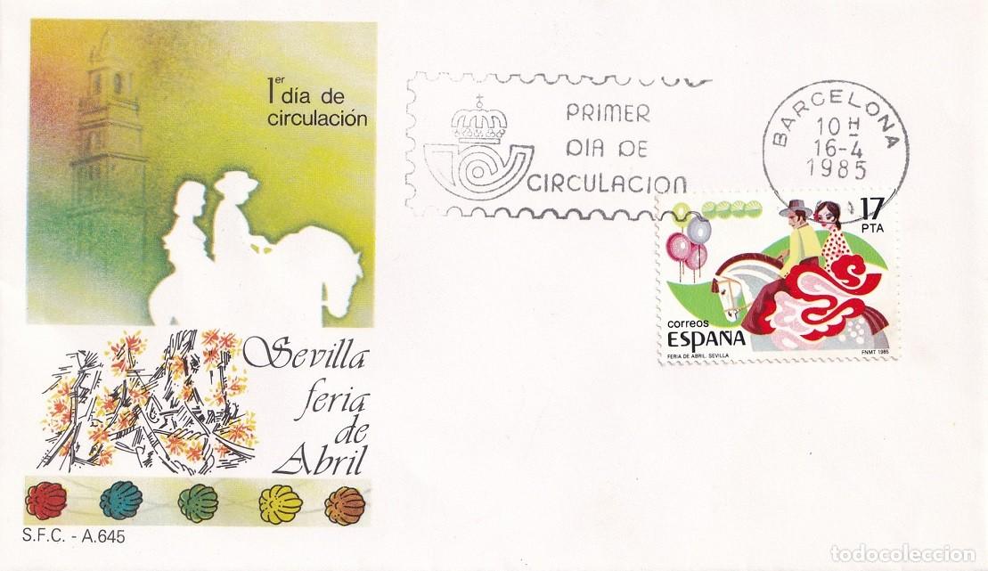 Sellos: SPD Barcelona 1985 - Grandes fiestas populares - La Feria de Abril de Sevilla - Primer d&iacute;a