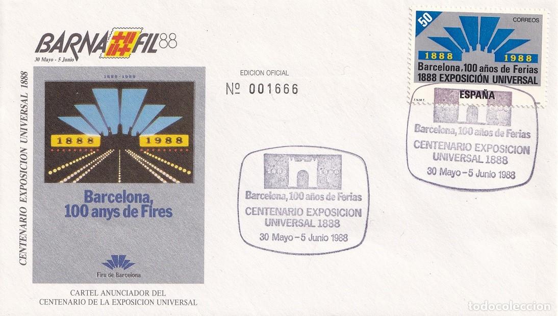 Sellos: Sobre edici&oacute;n oficial Barnafil 88 Centenario Exposici&oacute;n Universal 1888 - Barcelona 100 Anys de Fires