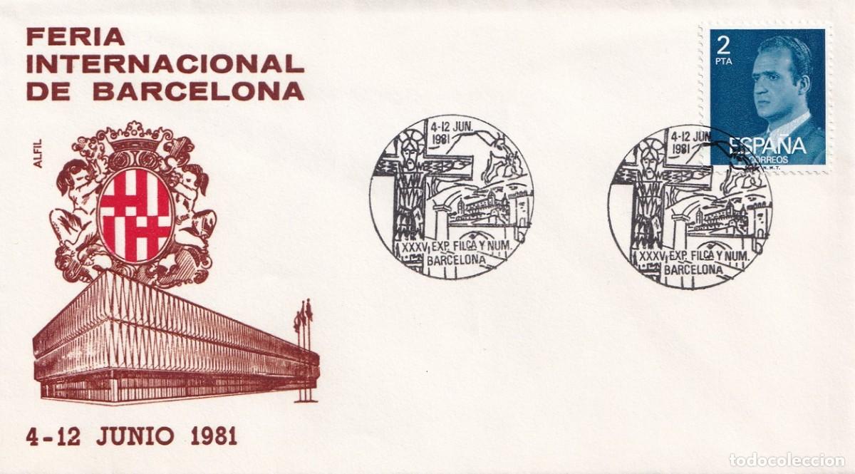 Sellos: Sobre en Alfil Barcelona 1981 - Feria Internacional de Barcelona - XXXV Exposici&oacute; Filat&eacute;lica i Numis