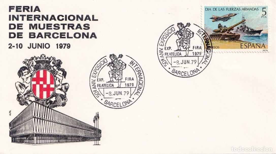 Sellos: Sobre en Alfil Barcelona 1979 - Feria Internacional de muestras de Barcelona - 50 Aniversari Exposic