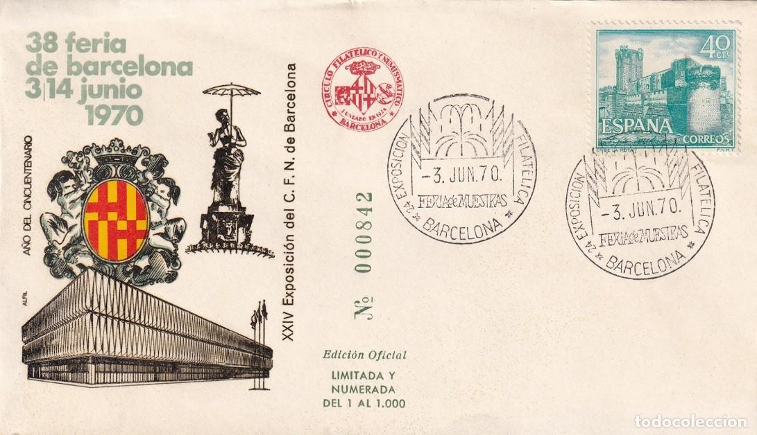 Sellos: Sobre en Alfil Barcelona 1970 - Feria de Muestras - A&ntilde;o del Cincuentenario - 38 Feria de Barcelona