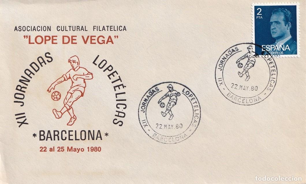 Sellos: Sobre Barcelona 1980 - XII Jornadas lopet&eacute;licas - Asociaci&oacute;n Cultural Filat&eacute;lica Lope de Vega
