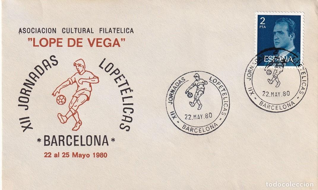 Sellos: Sobre Barcelona 1980 - XII Jornadas lopet&eacute;licas - Asociaci&oacute;n Cultural Filat&eacute;lica Lope de Vega