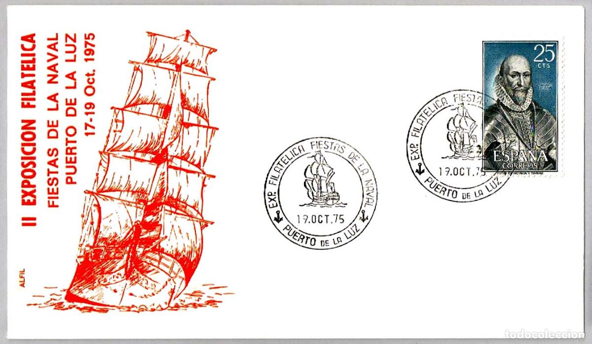 Sellos: Matasellos EXP. FIL. FIESTAS DE LA NAVAL. Puerto de la Luz, Canarias, 1975
