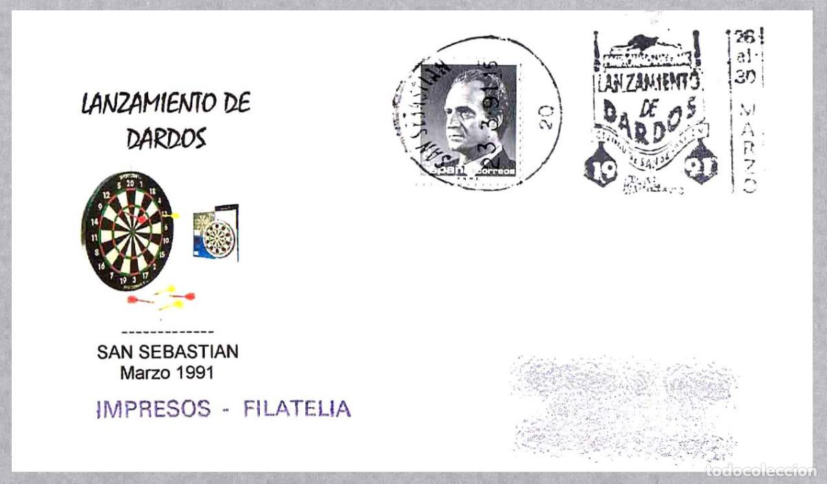 Sellos: Matasellos rodillo LANZAMIENTO DE DARDOS. San Sebastian, Guipuzcoa, 1991
