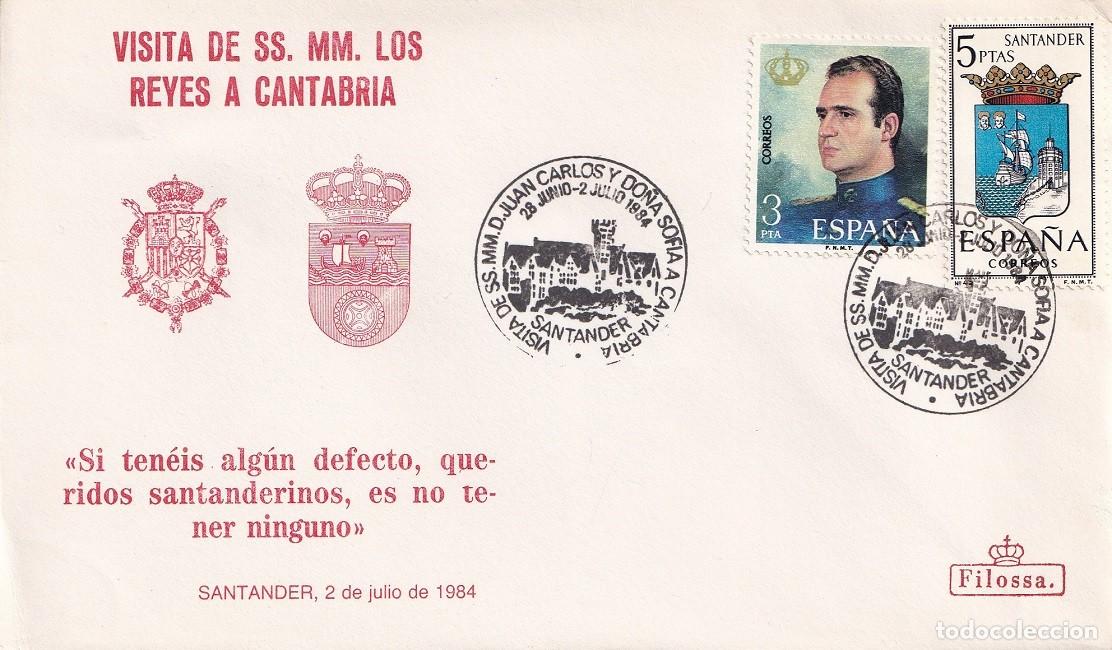 Sellos: Sobre Filossa Santander 1984 - Visita de SS.MM. los Reyes D. Juan Carlos y Do&ntilde;a Sof&iacute;a a Cantabria