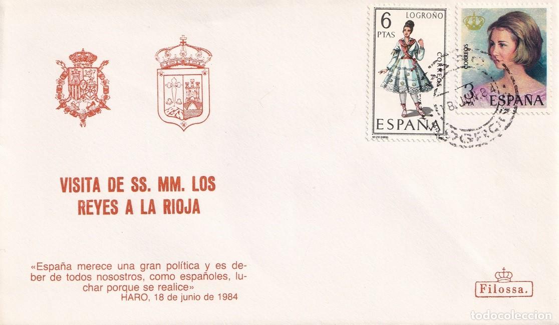 Sellos: Sobre Filossa 1984 - Visita de SS.MM. los Reyes D. Juan Carlos y Do&ntilde;a Sof&iacute;a a La Rioja