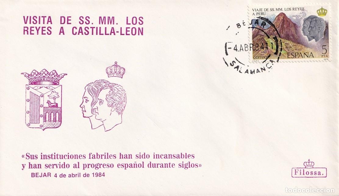 Sellos: Sobre Filossa B&eacute;jar 1984 - Visita de SS.MM. los Reyes D. Juan Carlos y Do&ntilde;a Sof&iacute;a a Castilla-Le&oacute;n