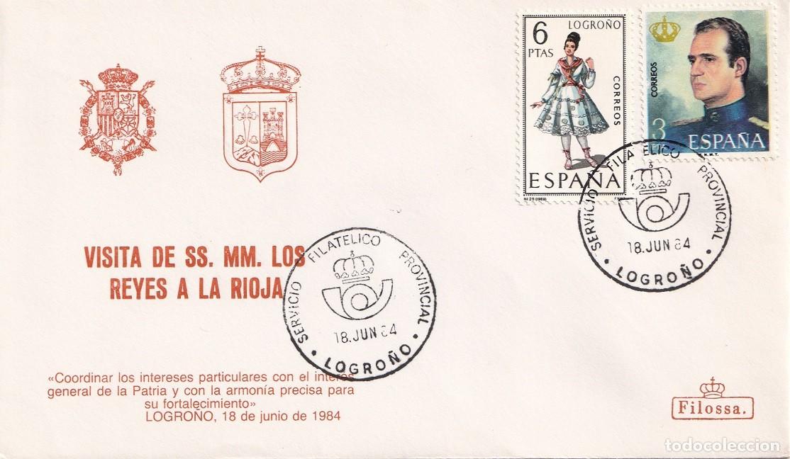 Sellos: Sobre Filossa Logro&ntilde;o 1984 - Visita de SS.MM. los Reyes D. Juan Carlos y Do&ntilde;a Sof&iacute;a a La Rioja