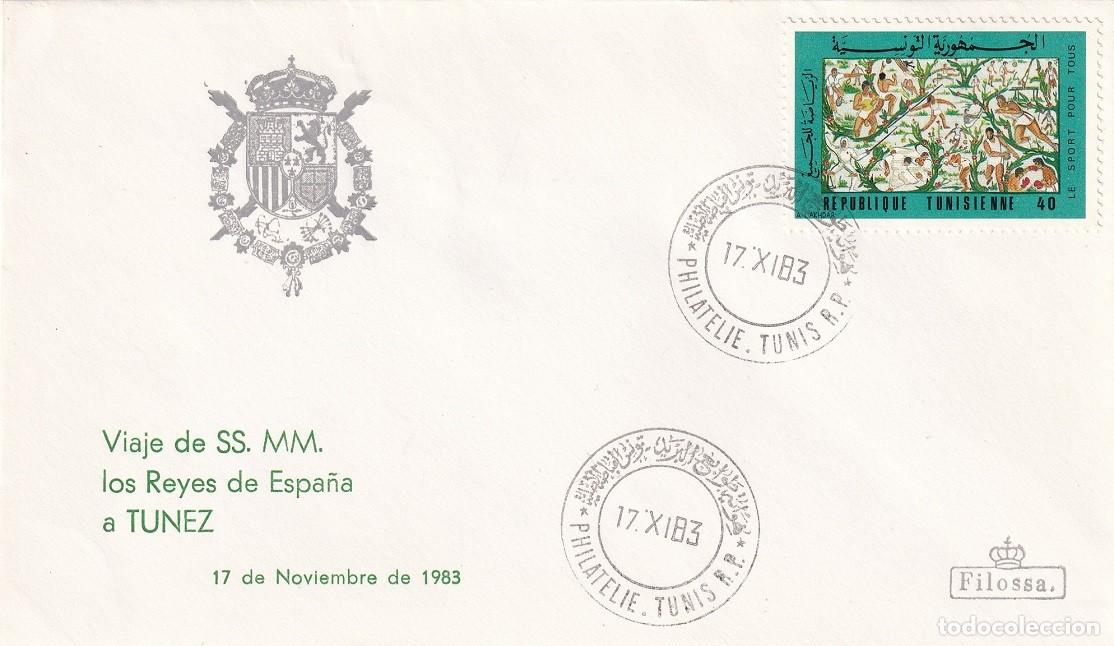Sellos: Sobre Filossa T&uacute;nez 1983 - Visita de SS.MM. los Reyes D. Juan Carlos y Do&ntilde;a Sof&iacute;a a T&uacute;nez