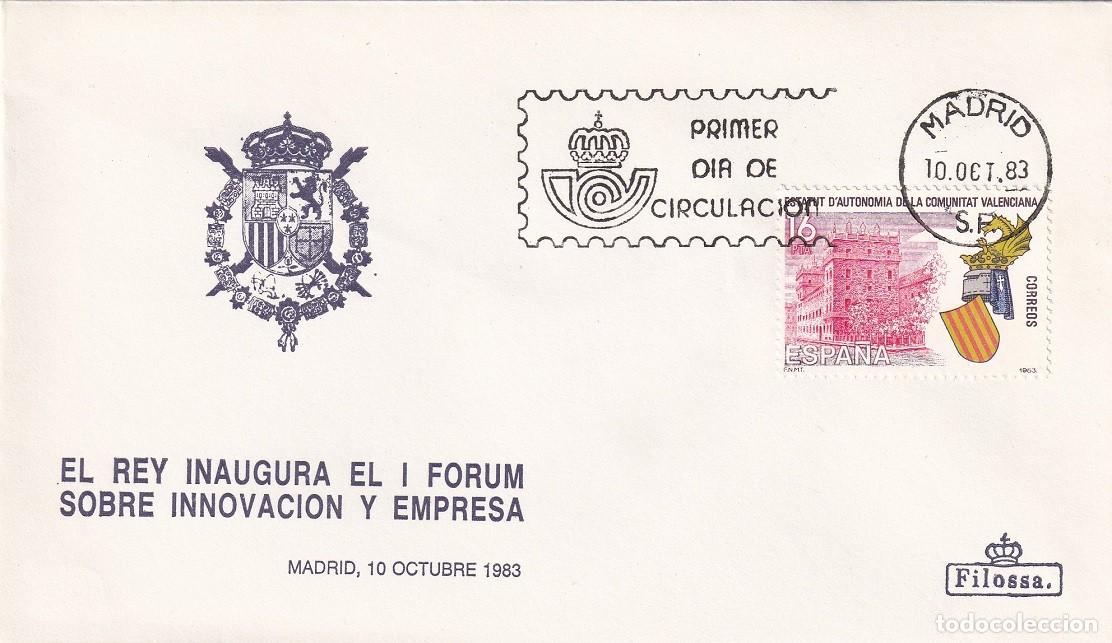 Sellos: Sobre Filossa Madrid 1983 - El Rey D. Juan Carlos inaugura el I Forum sobre Innovaci&oacute;n y Empresa