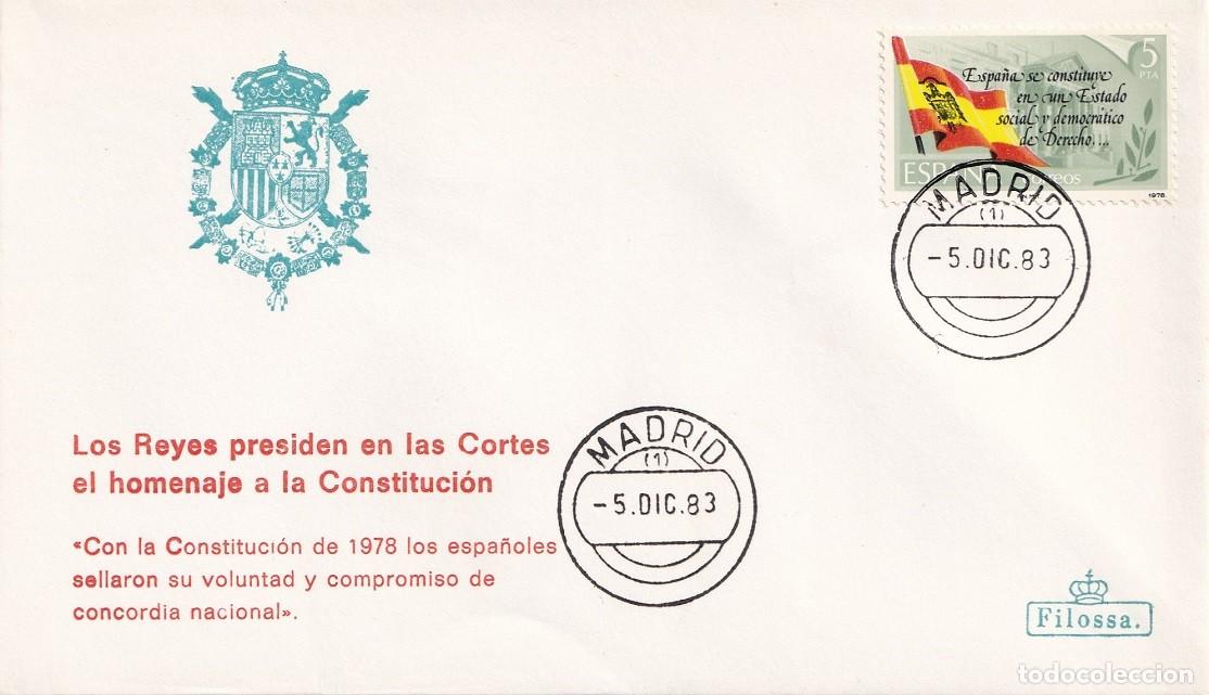 Sellos: Sobre Filossa Madrid 1983 - Los Reyes presiden en las Cortes el homenaje a la Constituci&oacute;n