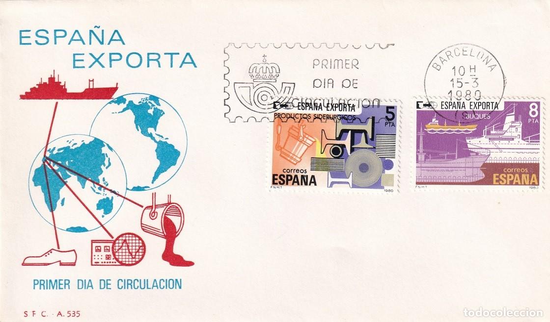 Sellos: SPD Barcelona 1980 - Espa&ntilde;a exporta - Productos sider&uacute;rgicos - Buques - Primer d&iacute;a de circulaci&oacute;n