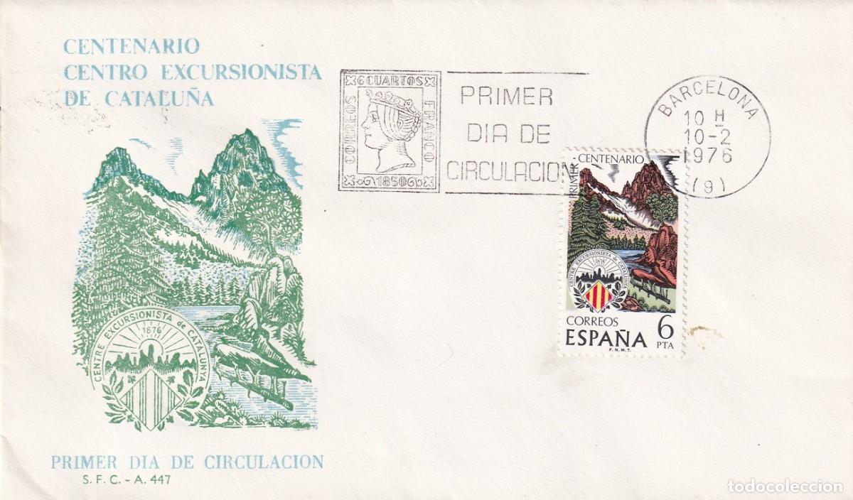 Sellos: SPD Barcelona 1976 - Centenario Centro Excursionista de Catalu&ntilde;a - Primer d&iacute;a de circulaci&oacute;n - FDC