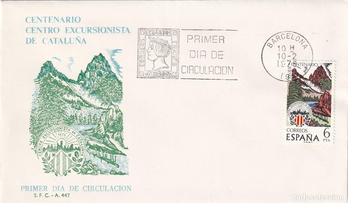 Sellos: SPD Barcelona 1976 - Centenario Centro Excursionista de Catalu&ntilde;a - Primer d&iacute;a de circulaci&oacute;n - FDC