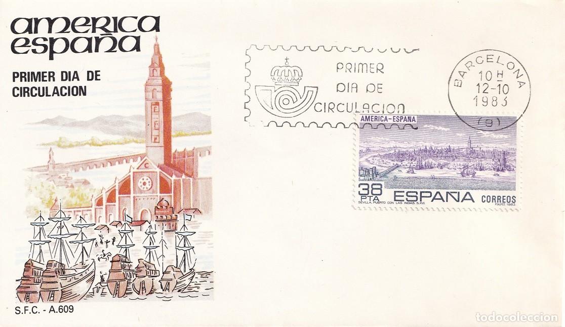 Sellos: SPD Barcelona 1983 - Am&eacute;rica Espa&ntilde;a - Riadas del Guadalquivir (Cuadro de Francisco Palomo - Primer