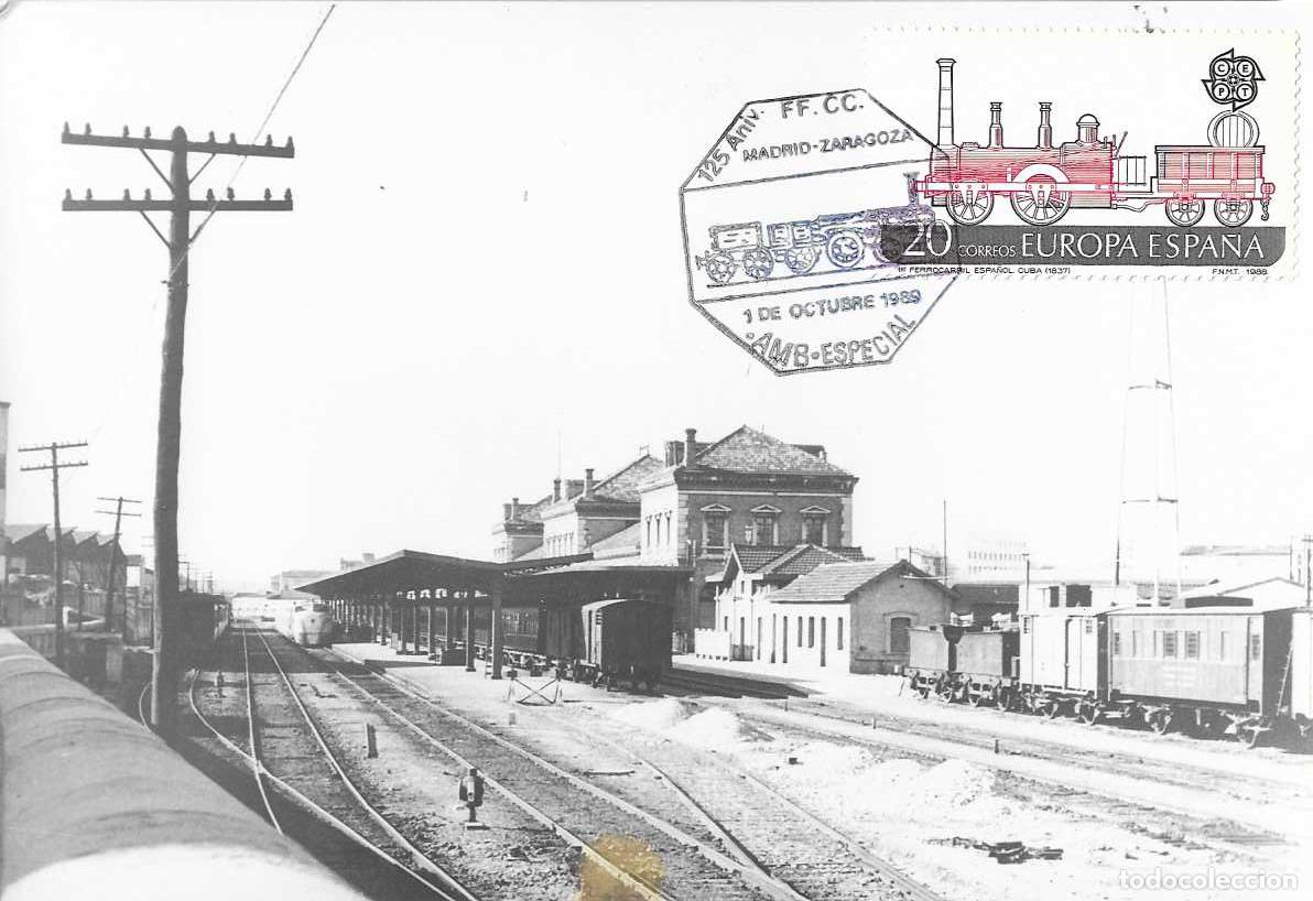 Timbres: TRENES AMBULANTE ESPECIAL 125 ANIVER FERROCARRIL MADRID-ZARAGOZA 1989. RARO MATASELLOS TARJETA MOD 5