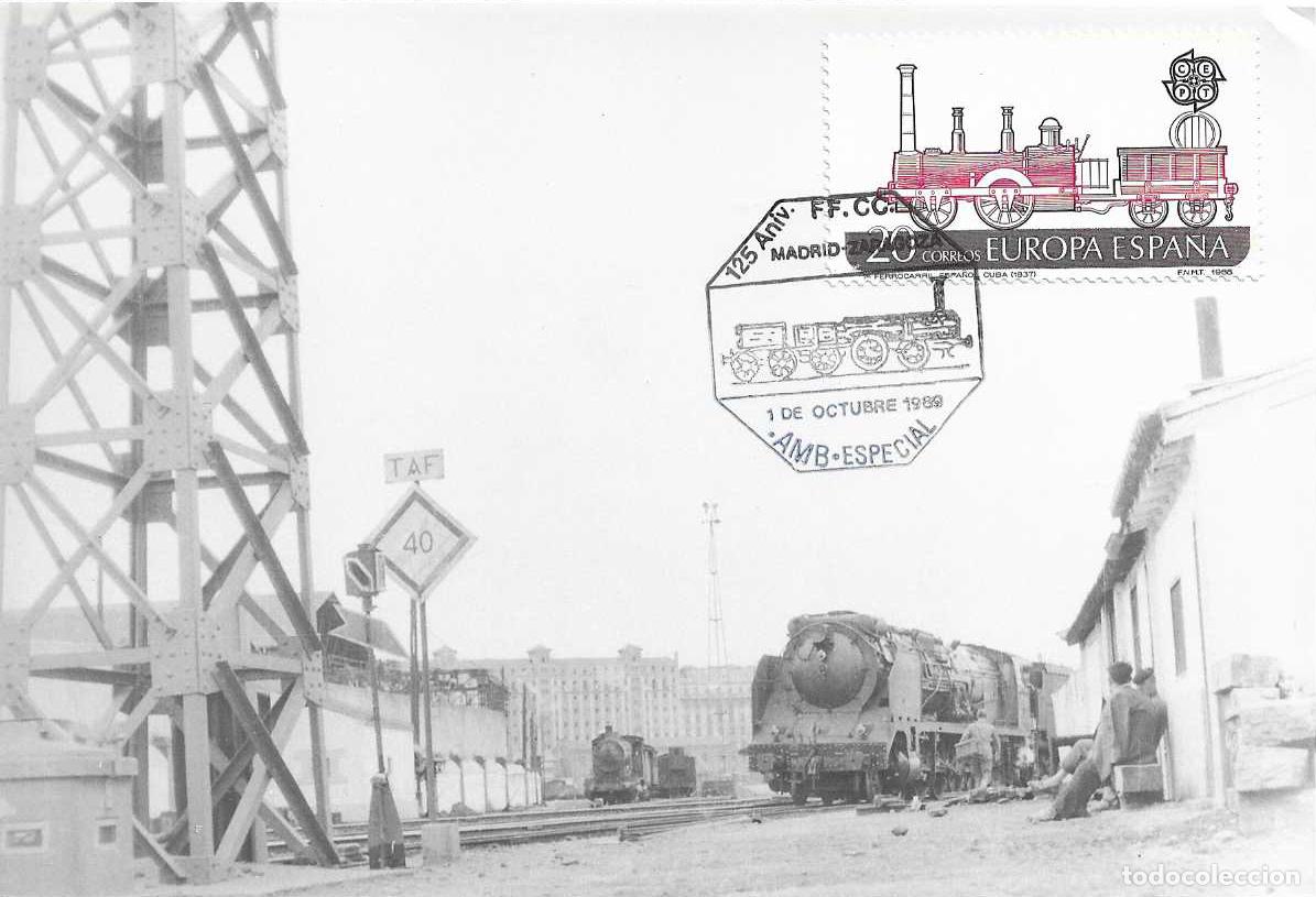 Timbres: TRENES AMBULANTE ESPECIAL 125 ANIVER FERROCARRIL MADRID-ZARAGOZA 1989. RARO MATASELLOS TARJETA MOD 4