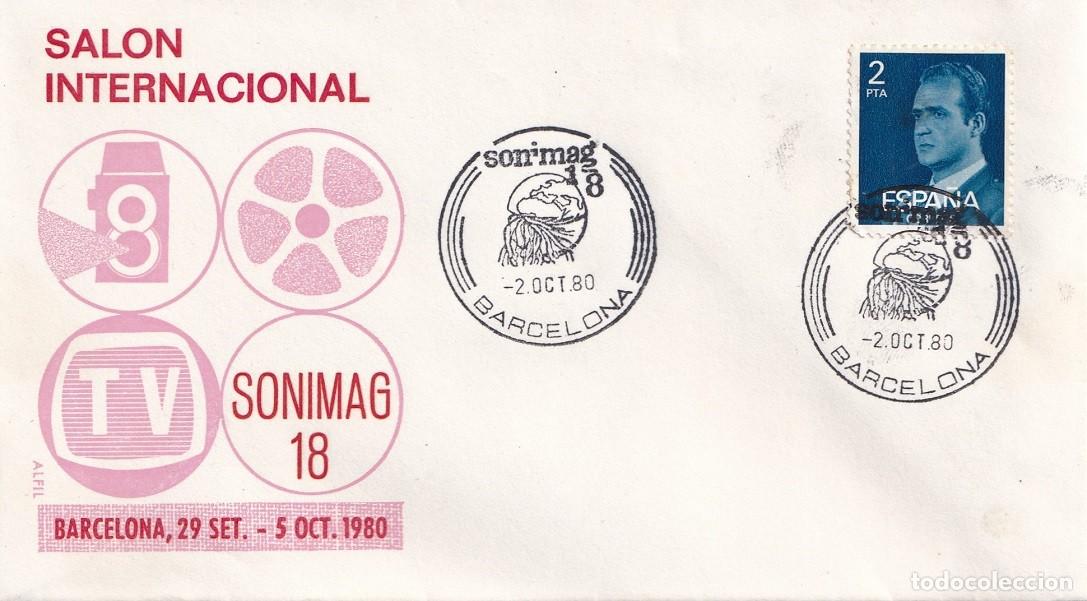 Sellos: Sobre Alfil Barcelona 1980 - Sonimag 18 - XVIII Sal&oacute;n de la imagen sonido y electr&oacute;nica - Matasellos