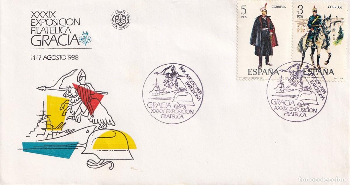 Sellos: Sobre Barcelona 1988 - XXXIX Exposici&oacute;n Filat&eacute;lica Gracia - Matasellos especiales