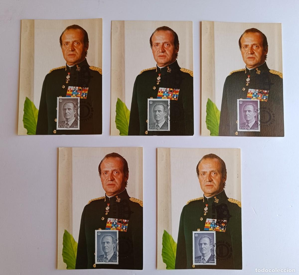 Sellos: M&Aacute;XIMAS PRIMER DIA - SERIE B&Aacute;SICA - SELLOS JUAN CARLOS 100, 200, 300, 500, Y 1000 PESETAS - 1995-6
