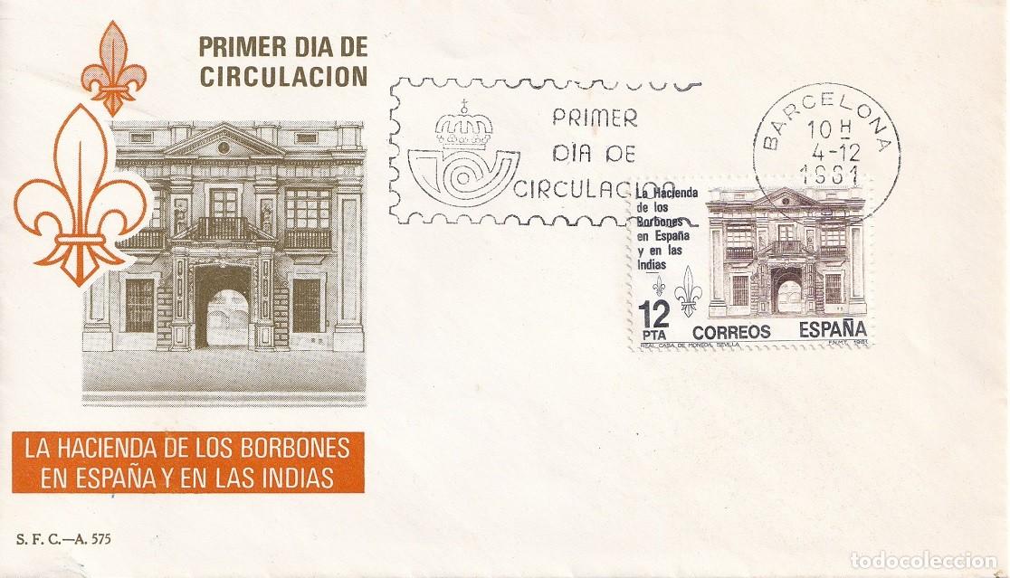 Sellos: SPD Barcelona 1981 - La Hacienda de los Borbones en Espa&ntilde;a y en las Indias - Primer d&iacute;a circulaci&oacute;n