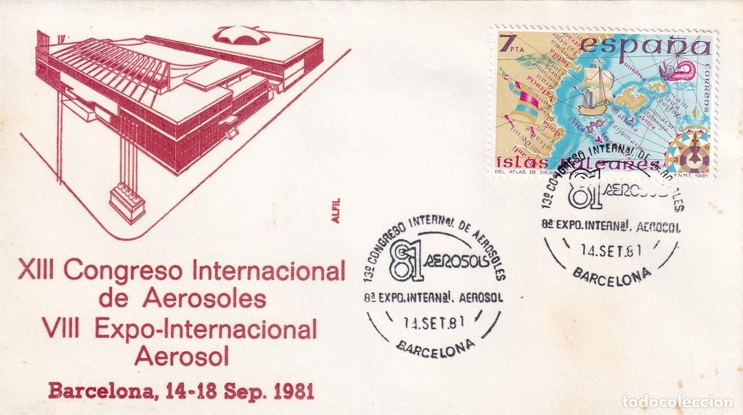 Sellos: Sobre Alfil Barcelona 1981 - XIII Congreso Internacinal de Aerosoles VIII Expo-Internacional Aerosol