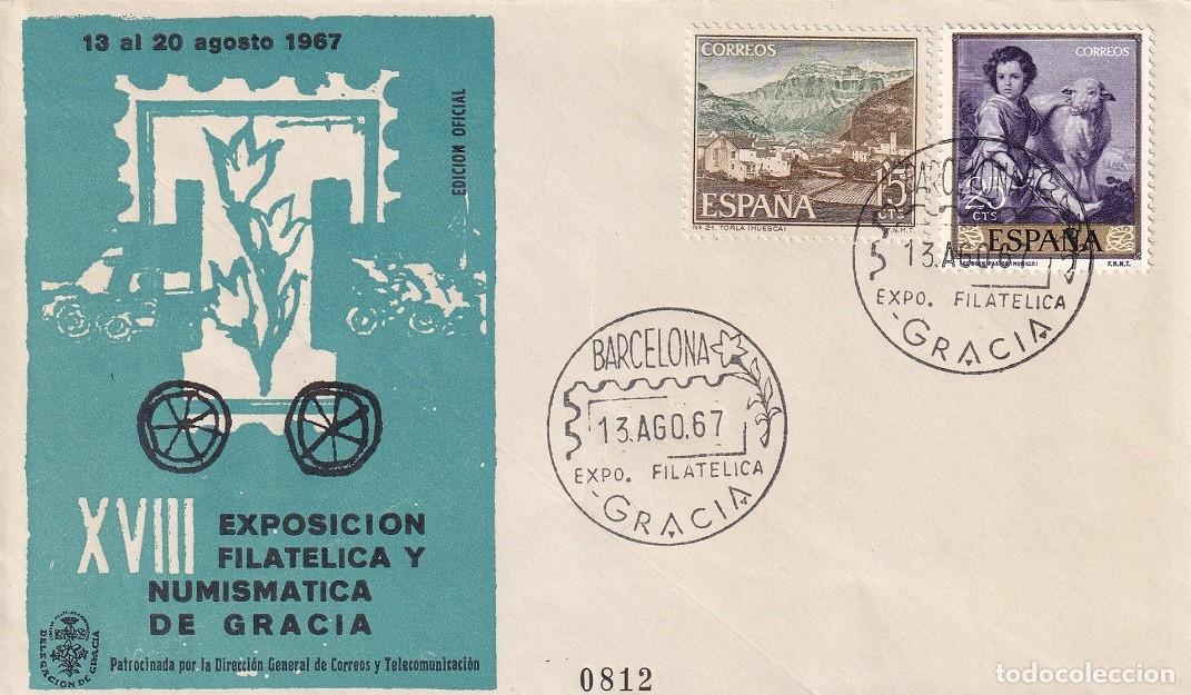 Sellos: Sobre Gracia 1967 edici&oacute;n oficial - XVIII Exposici&oacute;n Filat&eacute;lica y Numism&aacute;tica de Gracia - Matasellos