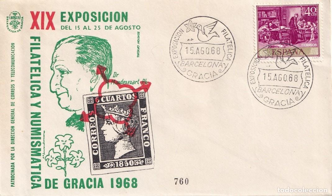 Sellos: Sobre Gracia 1968 edici&oacute;n oficial - XIX Exposici&oacute;n Filat&eacute;lica y Numism&aacute;tica de Gracia - Matasellos