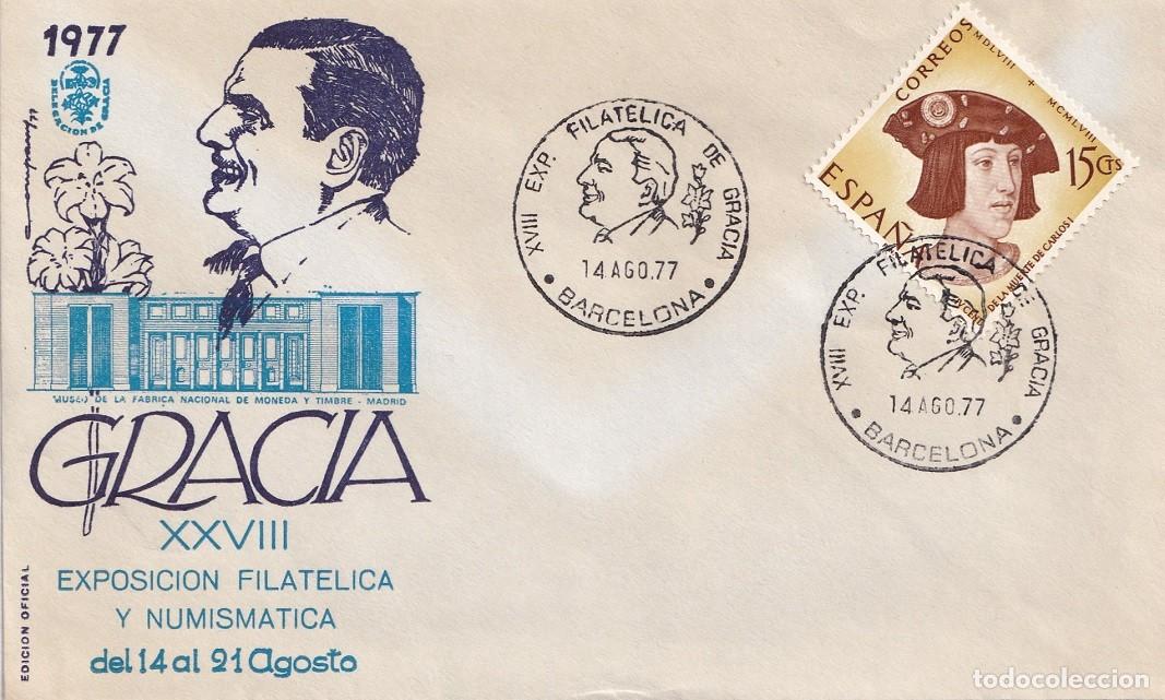 Sellos: Sobre Gracia 1977 edici&oacute;n oficial - XXVIII Exposici&oacute;n Filat&eacute;lica y Numism&aacute;tica de Gracia