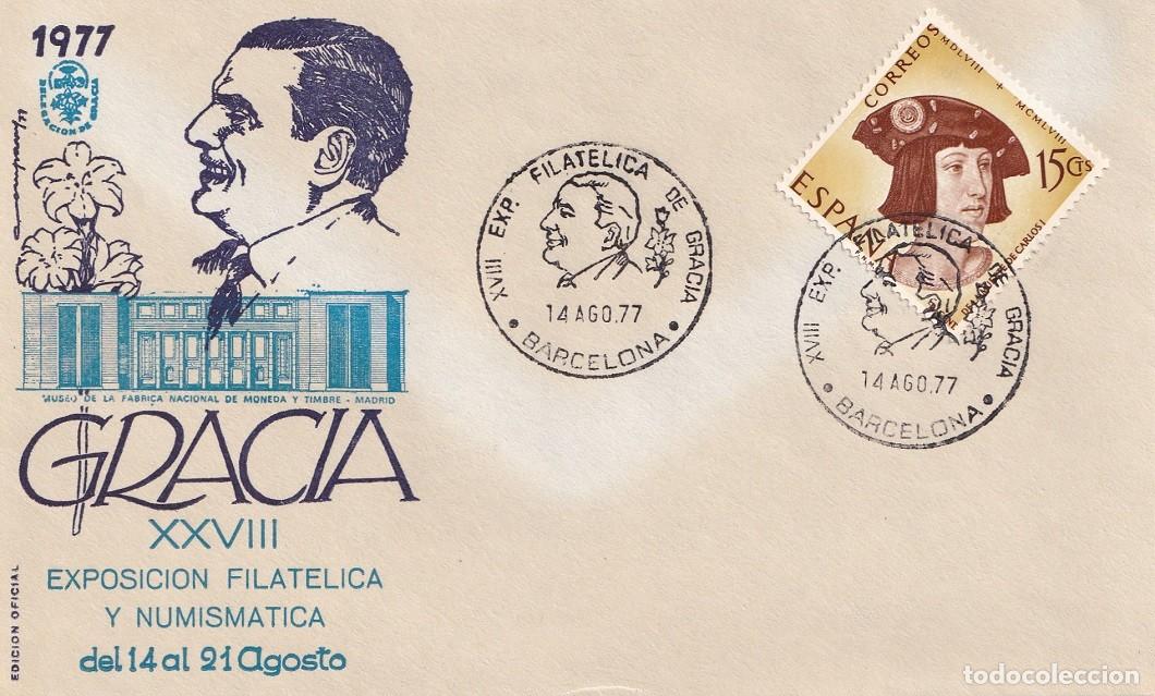 Sellos: Sobre Gracia 1977 edici&oacute;n oficial - XXVIII Exposici&oacute;n Filat&eacute;lica y Numism&aacute;tica de Gracia