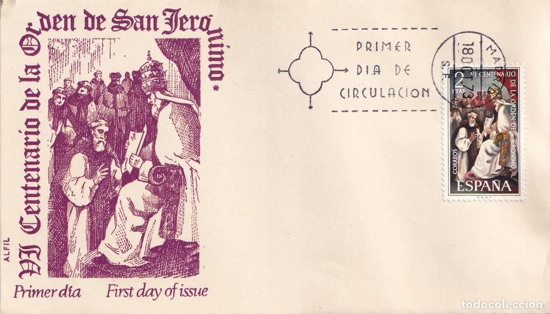 Sellos: SPD Alfil Madrid 1973 - VI Centenario de la Orden de San Jer&oacute;nimo - Papa Gregorio XI entrega reglas